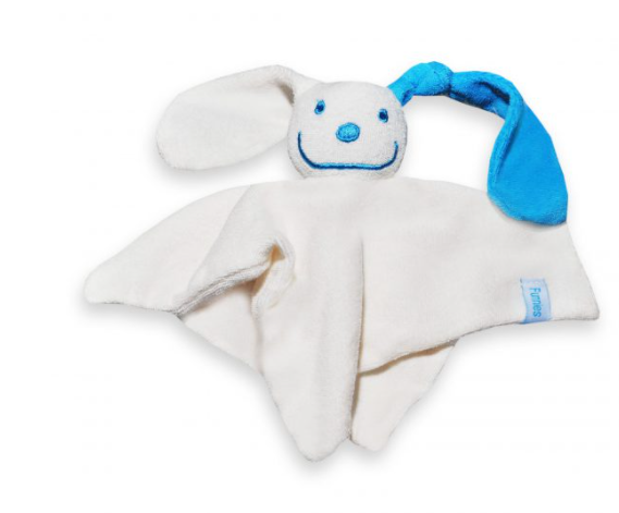 tutpopje ecru met turquoise oor met naam geborduurd 