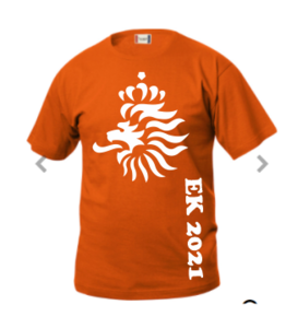 Oranje t &#039;shirt  met bedrukking naar keuze