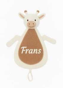 Baby pakket boucle met  giraf en naam geborduurd 