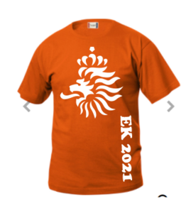 Oranje t 'shirt  met bedrukking naar keuze